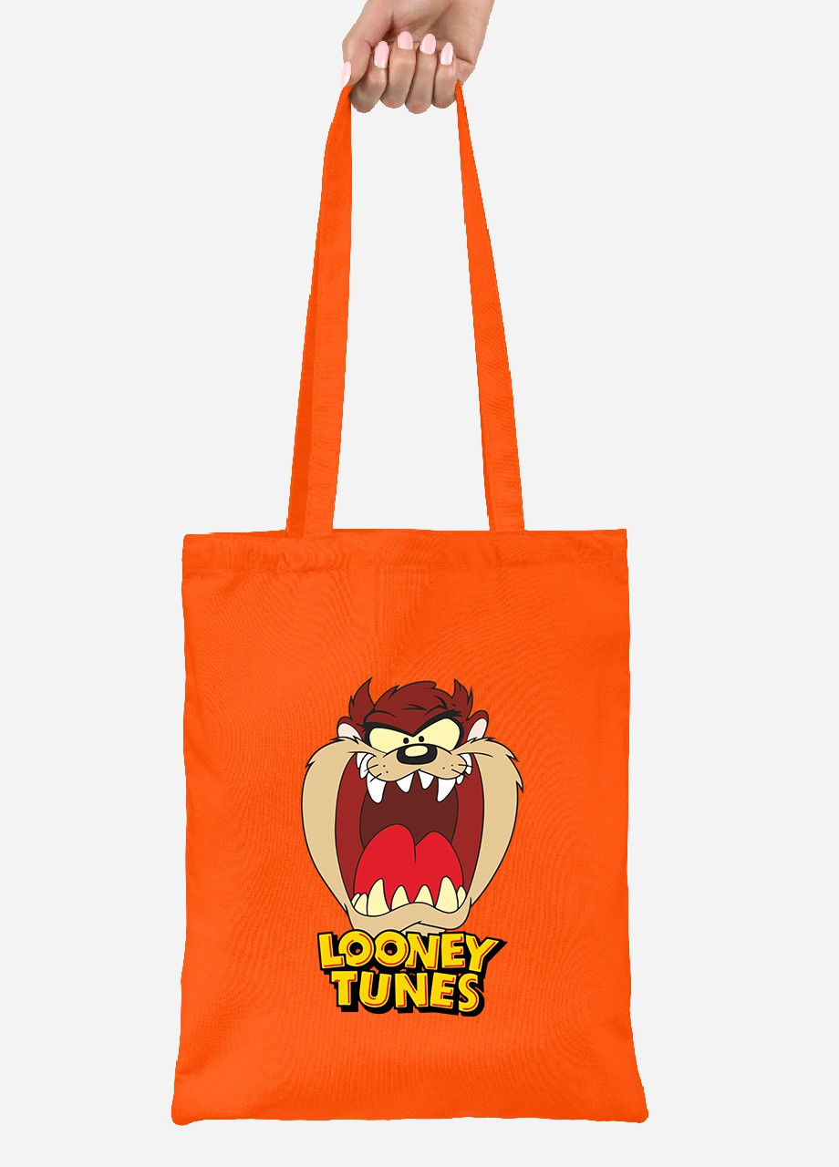 Еко-сумка шоппер Таз Луні Тюнз (Taz Looney Tunes) (92102-2874-OG) помаранчева MobiPrint Lite (256924790)