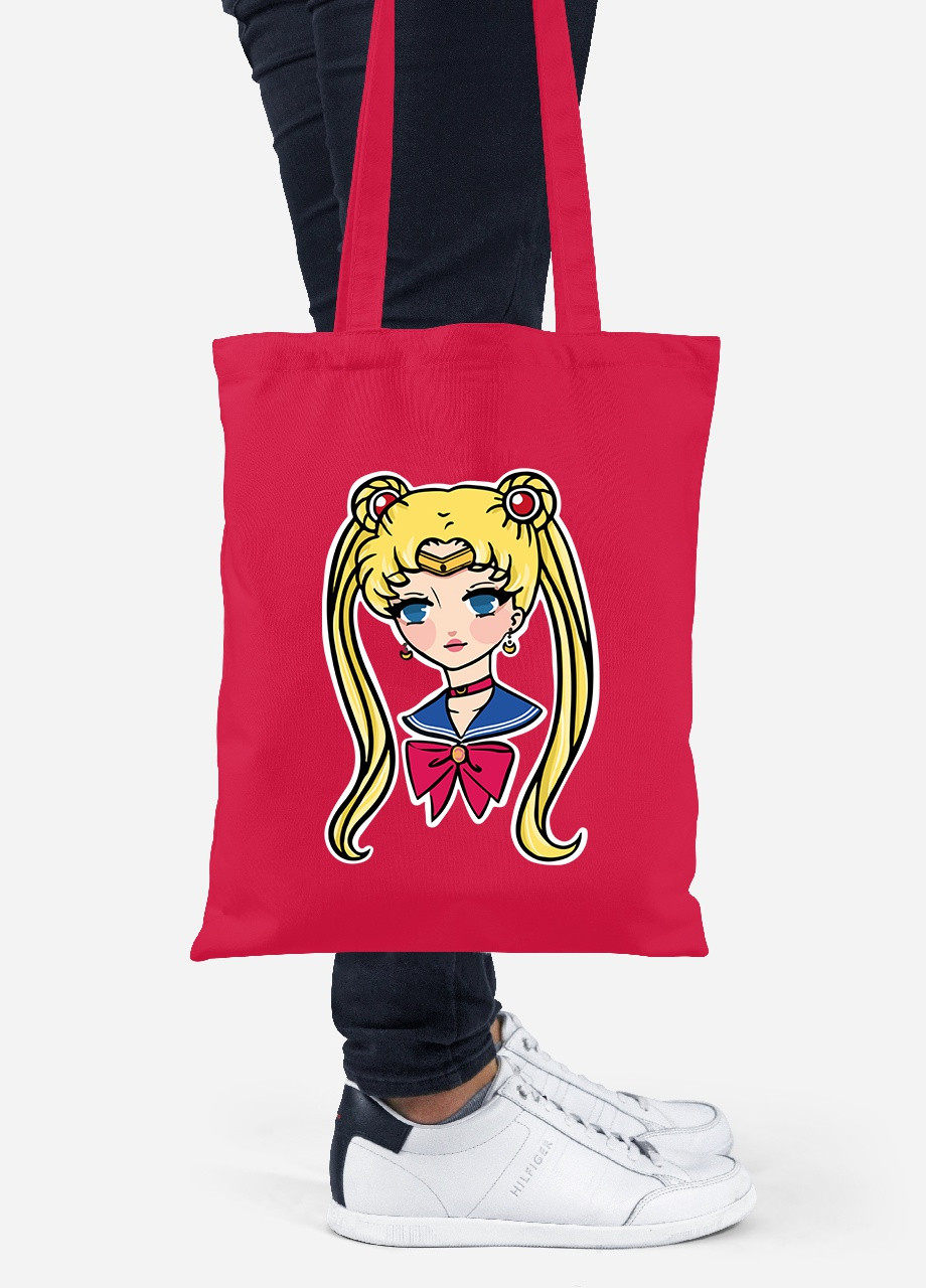 Еко-сумка шоппер Сейлор Мун (Sailor Moon) (92102-2926-RD) червона MobiPrint lite (256920203)