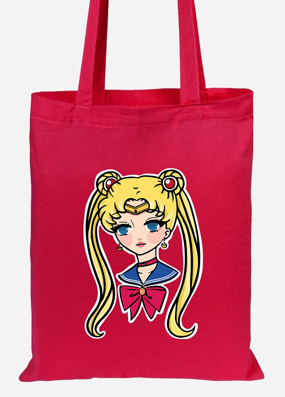 Эко сумка шопер Сейлор Мун (Sailor Moon) (92102-2926-RD) красная MobiPrint lite (256920203)