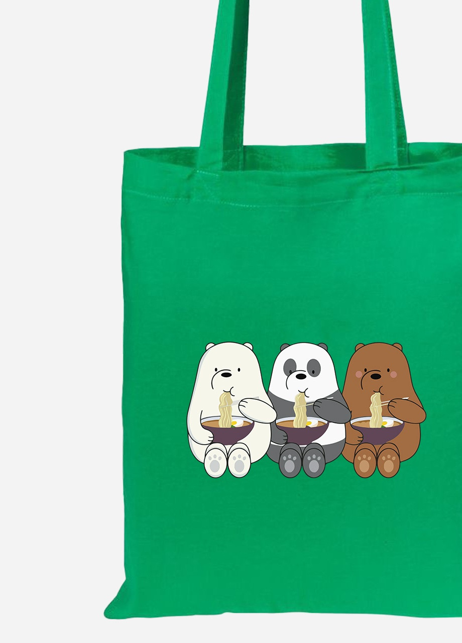 Эко сумка шопер Вся правда о медведях (We Bare Bears) (92102-2897-KG) зеленая MobiPrint Lite (256924262)