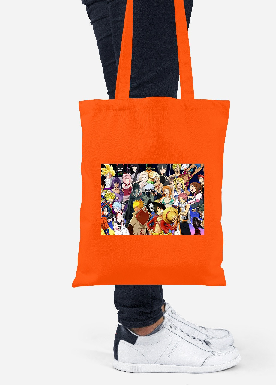 Еко-сумка шоппер Аніме (Anime) (92102-3103-OG) помаранчева MobiPrint lite (256920912)