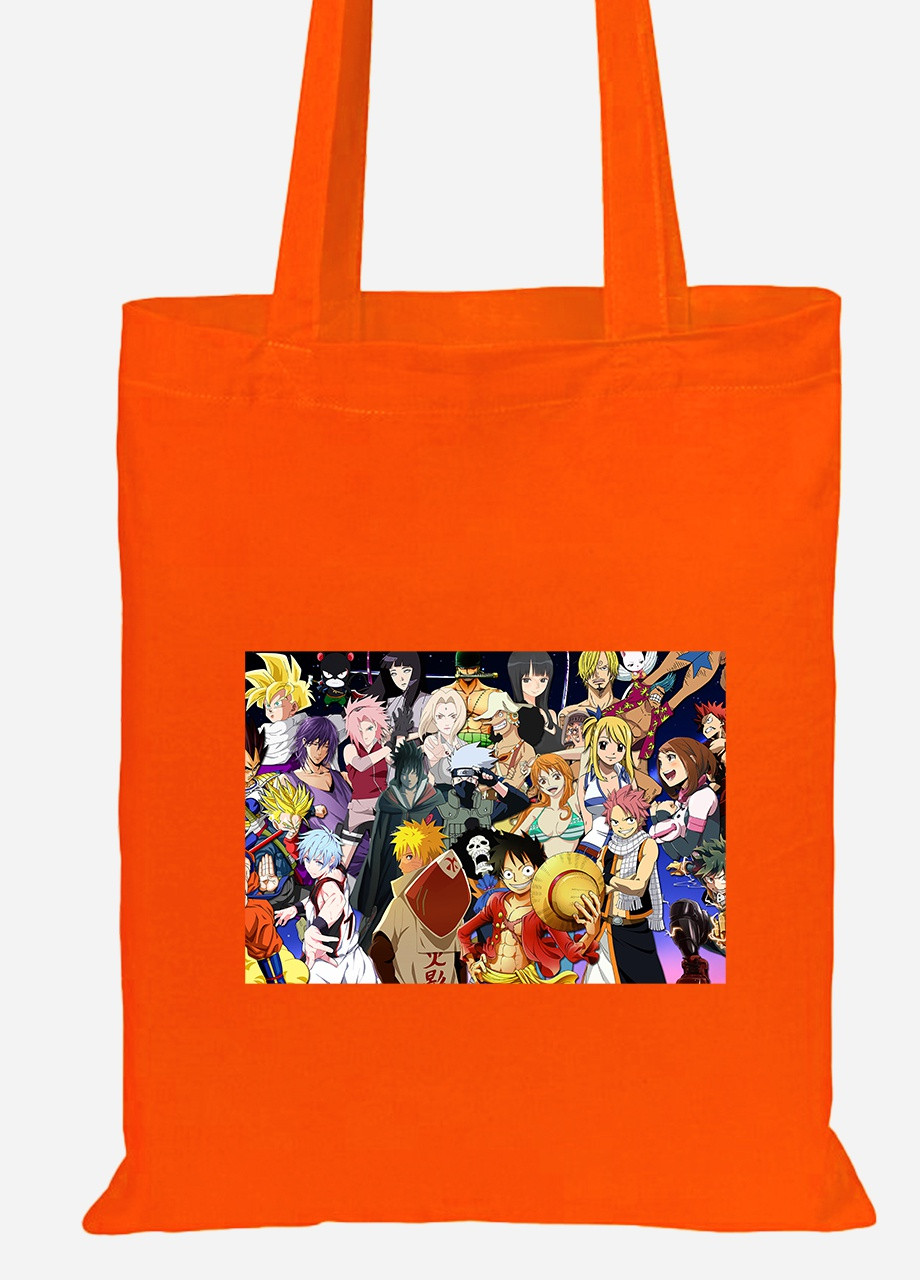 Эко сумка шопер Аниме (Anime) (92102-3103-OG) оранжевая MobiPrint lite (256920912)