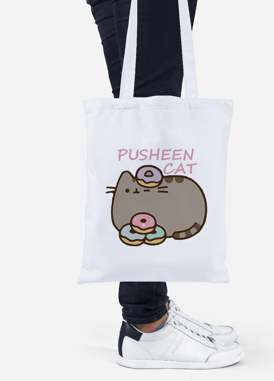 Еко-сумка шоппер Кіт Пушин (Pusheen Cat) (92102-3346) біла MobiPrint Lite (256923100)