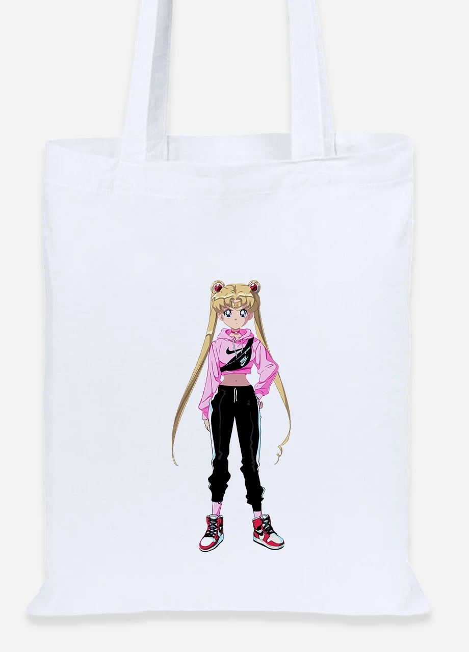 Еко-сумка шоппер Сейлор Мун (Sailor Moon) (92102-2927) біла MobiPrint Lite (256921287)