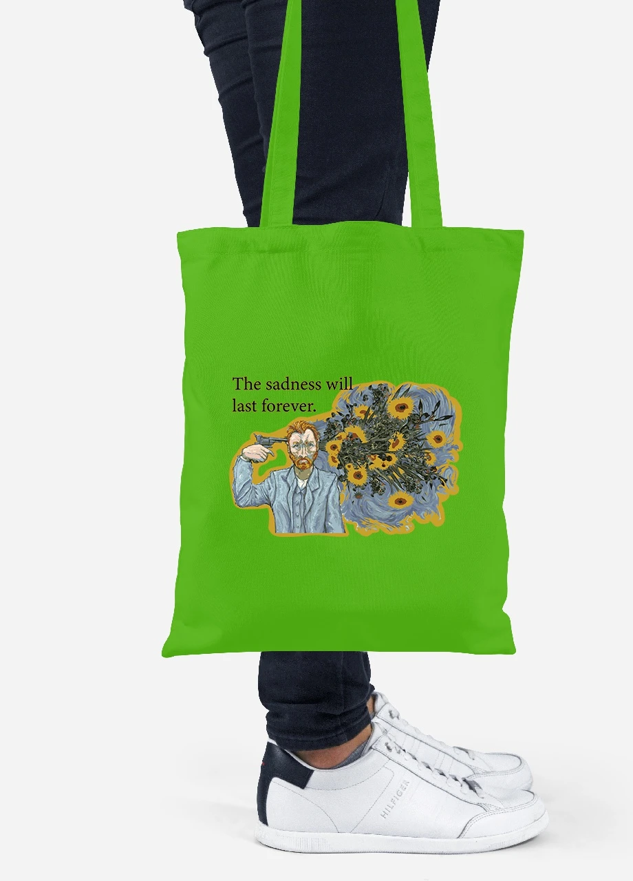 Эко сумка шопер Винсент Ван Гог (Vincent van Gogh) (92102-2955-LM) салатовая MobiPrint Lite (256923682)