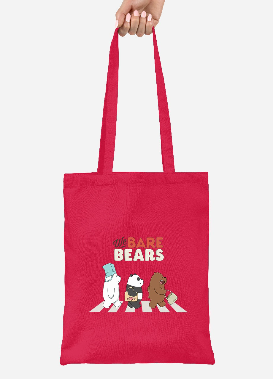 Эко сумка шопер Вся правда о медведях (We Bare Bears) (92102-2666-RD) красная MobiPrint Lite (256922780)