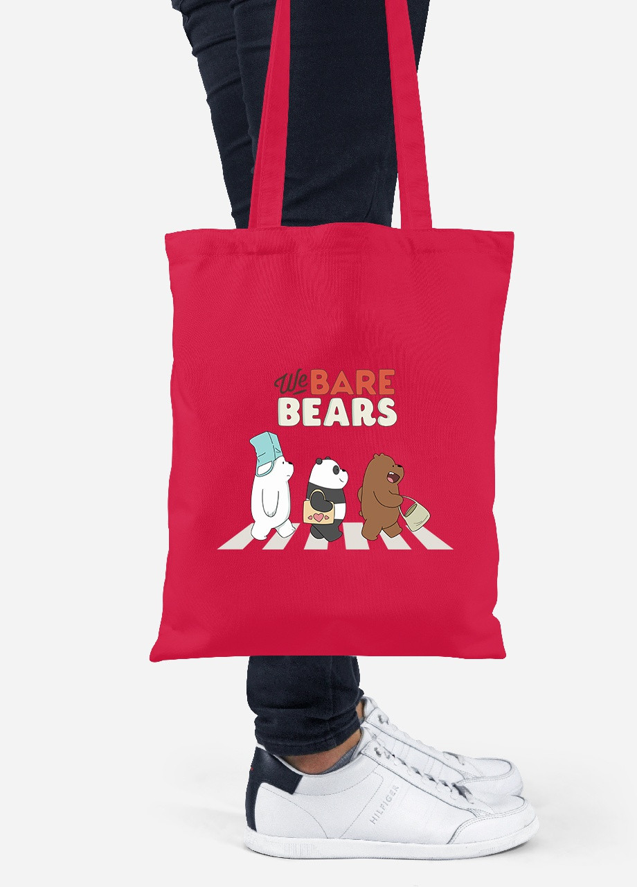 Эко сумка шопер Вся правда о медведях (We Bare Bears) (92102-2666-RD) красная MobiPrint Lite (256922780)