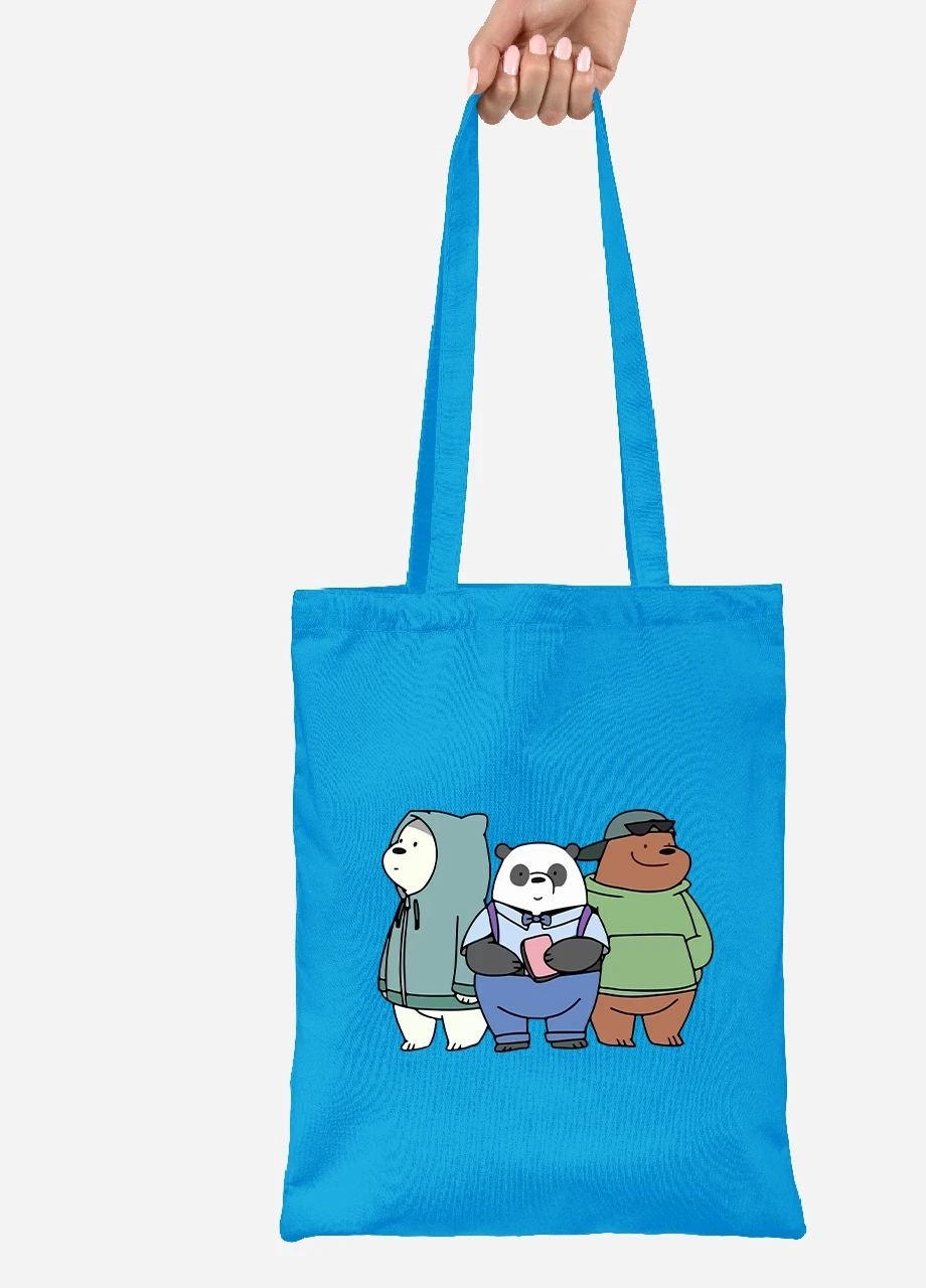 Эко сумка шопер Вся правда о медведях (We Bare Bears) (92102-2898-BL) синяя MobiPrint Lite (256920285)