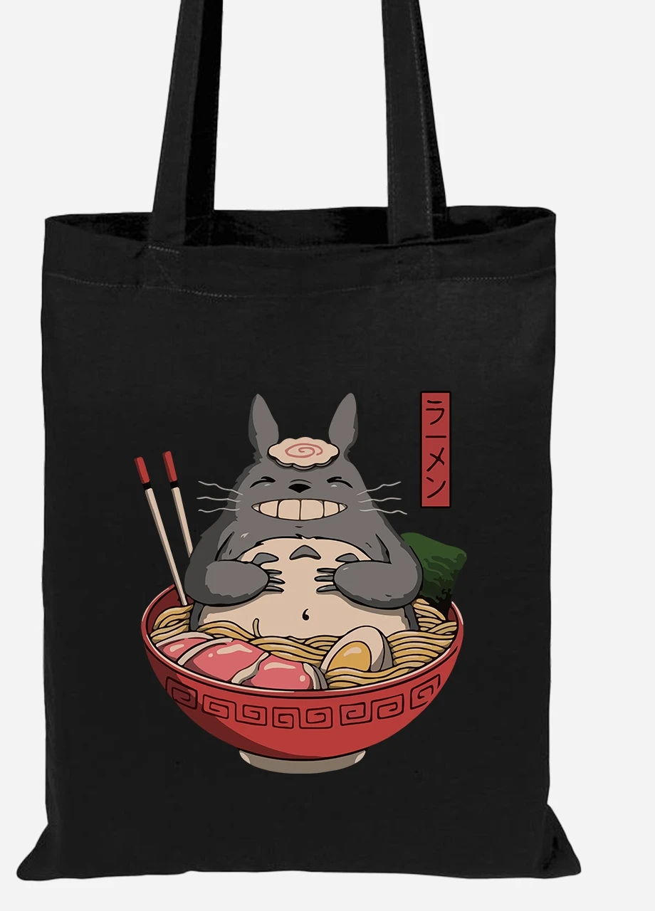 Еко-сумка шоппер Мій сусід Тоторо (My Neighbor Totoro) (92102-3342-BK) чорна MobiPrint Lite (256923168)