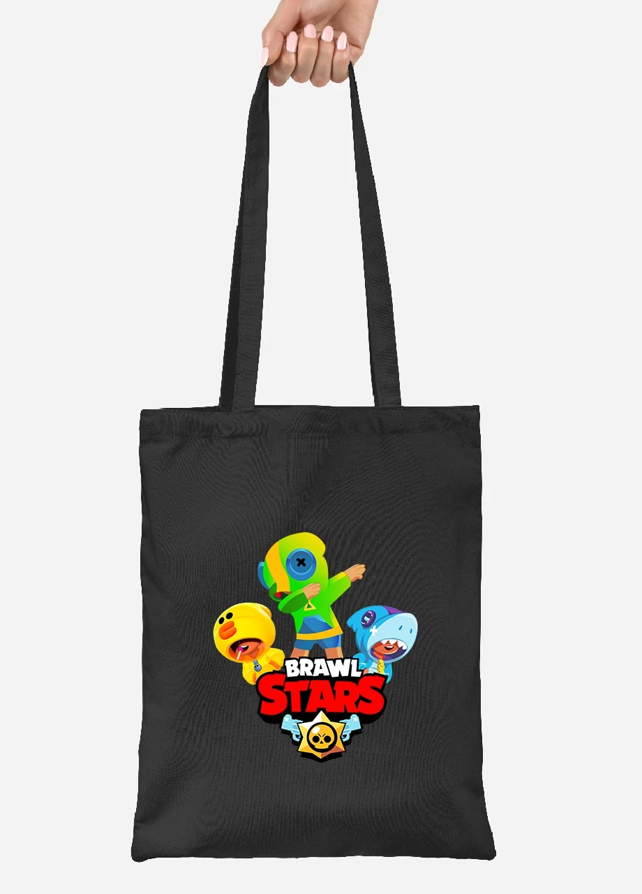 Еко-сумка шоппер (Brawl Stars) Бравл старс (92102-1703-BK) чорна MobiPrint Lite (256920589)