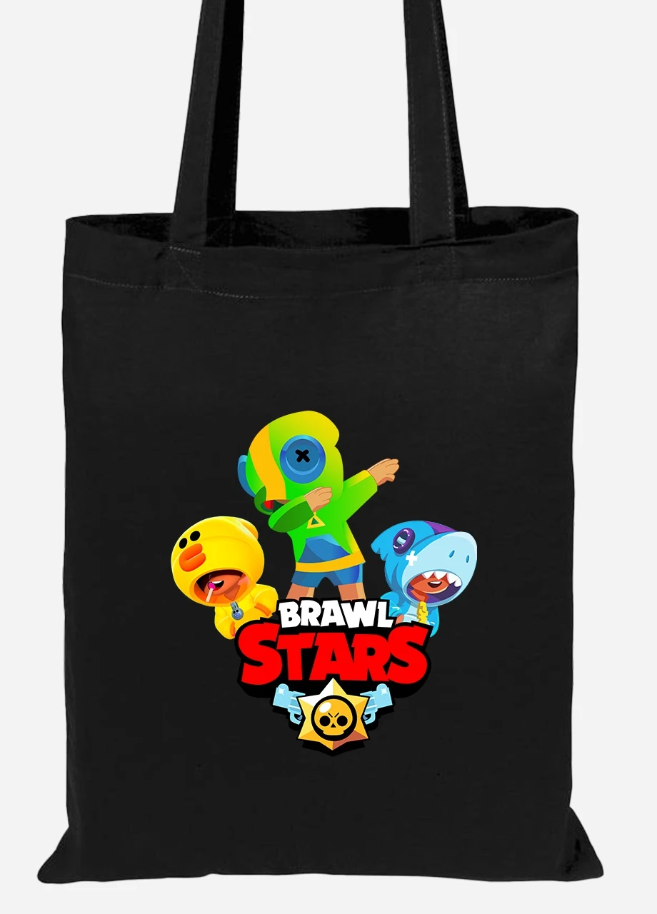Еко-сумка шоппер (Brawl Stars) Бравл старс (92102-1703-BK) чорна MobiPrint Lite (256920589)