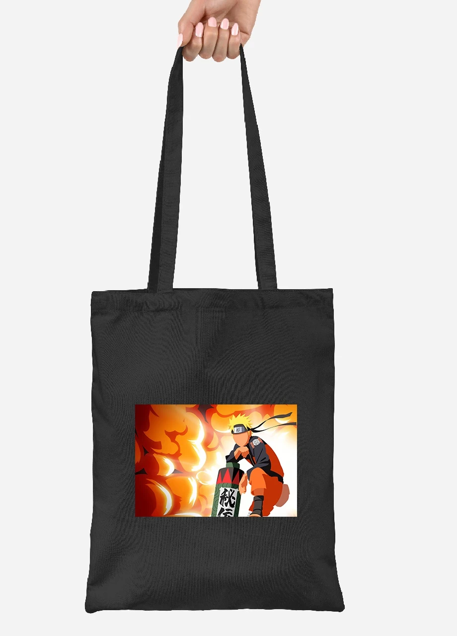 Еко-сумка шоппер Наруто Узумакі (Naruto Uzumaki) (92102-3112-BK) чорна MobiPrint Lite (256924307)