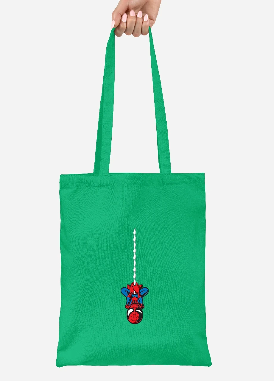 Еко-сумка шоппер Людина павук Марвел (Spiderman Marvel) (92102-1494-KG) зелена MobiPrint Lite (256923320)