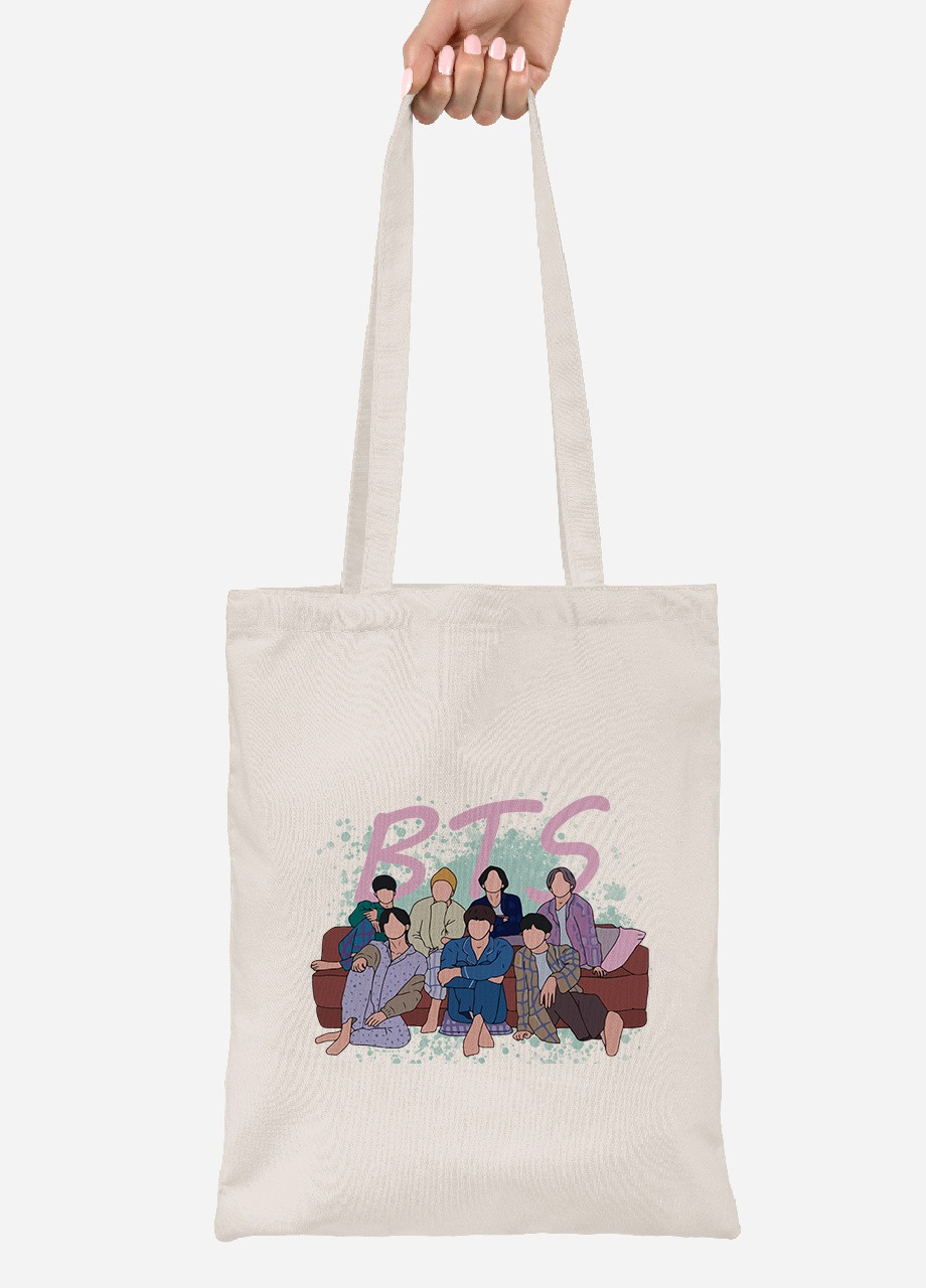 Еко-сумка шоппер БТС (BTS) (92102-3256-BG) бежева MobiPrint Lite (256923343)