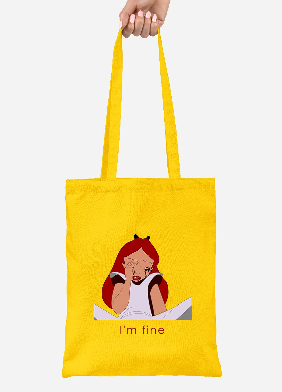 Еко-сумка шоппер Аліса все гаразд (92102-1440-SY) жовта MobiPrint Lite (256922268)