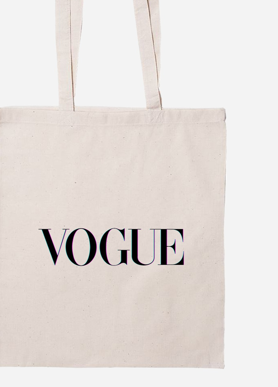 Эко сумка шопер Vogue (92102-1956-BG) бежевая MobiPrint lite (256920834)