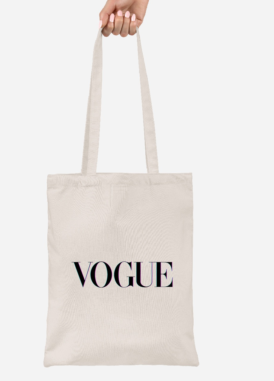 Эко сумка шопер Vogue (92102-1956-BG) бежевая MobiPrint lite (256920834)