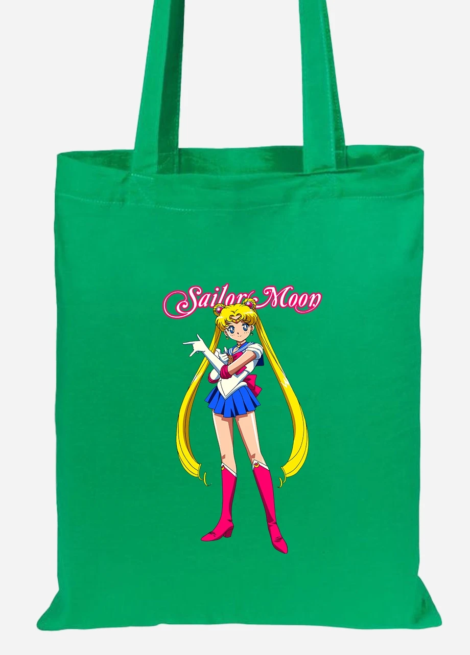Еко-сумка шоппер Сейлор Мун (Sailor Moon) (92102-2916-KG) зелена MobiPrint Lite (256921113)