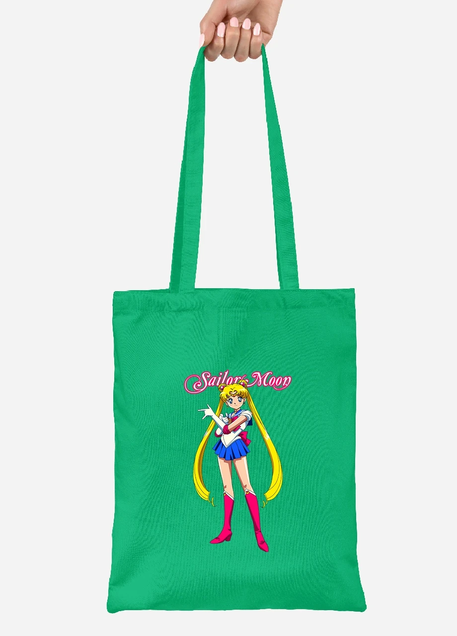Еко-сумка шоппер Сейлор Мун (Sailor Moon) (92102-2916-KG) зелена MobiPrint Lite (256921113)