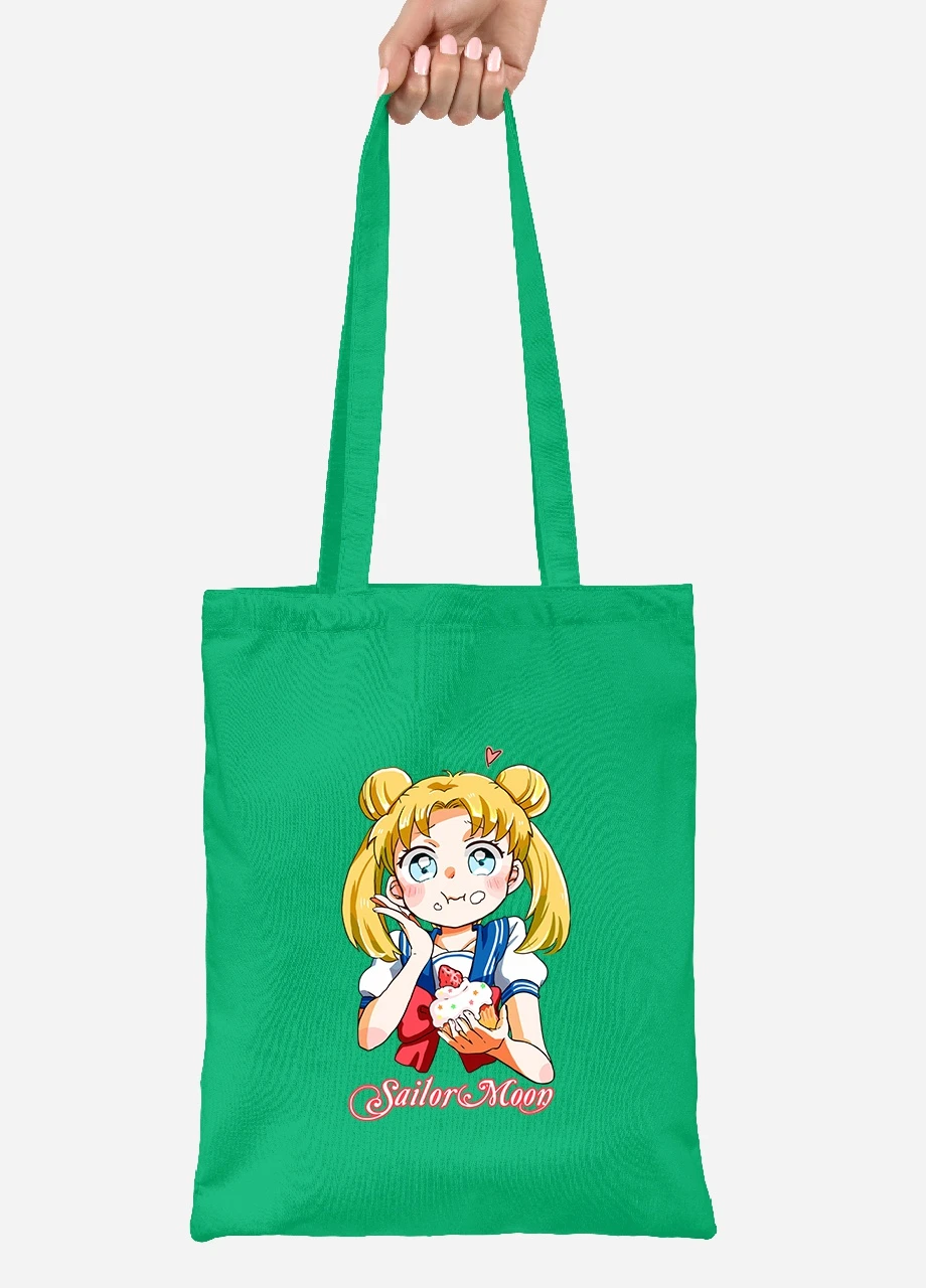 Эко сумка шопер Сейлор Мун (Sailor Moon) (92102-2917-KG) зеленая MobiPrint Lite (256923535)