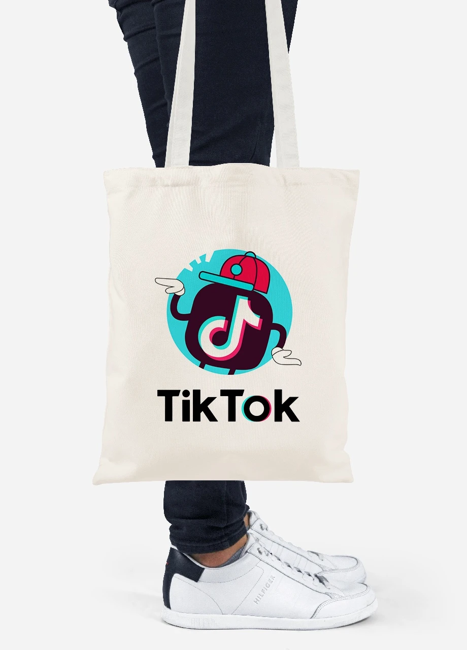 Эко сумка шопер Tik Tok (92102-1712-BG) бежевая MobiPrint Lite (256920949)