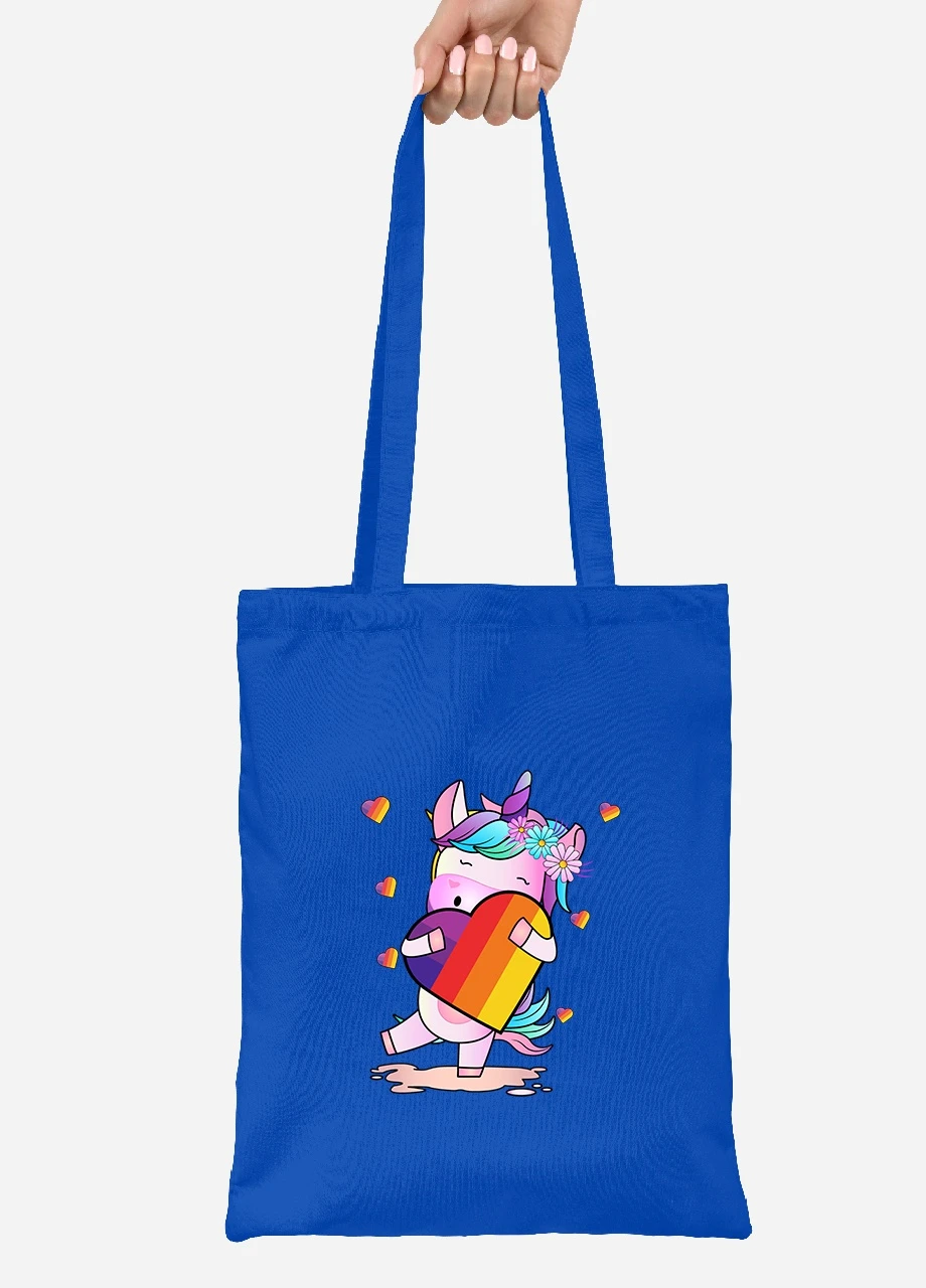 Эко сумка шопер Лайки (Likee) Unicorn (92102-1469-SK) голубая MobiPrint Lite (256922453)