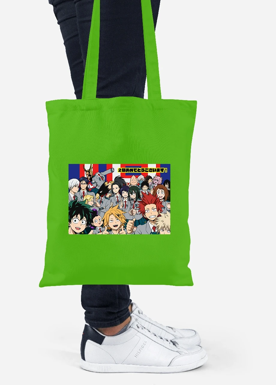 Еко-сумка шоппер Моя геройська академія (My Hero Academia) (92102-3068-LM) салатова MobiPrint Lite (256920283)