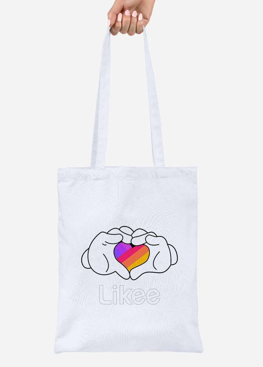 Эко сумка шопер Likee (92102-1711) белая MobiPrint Lite (256923856)