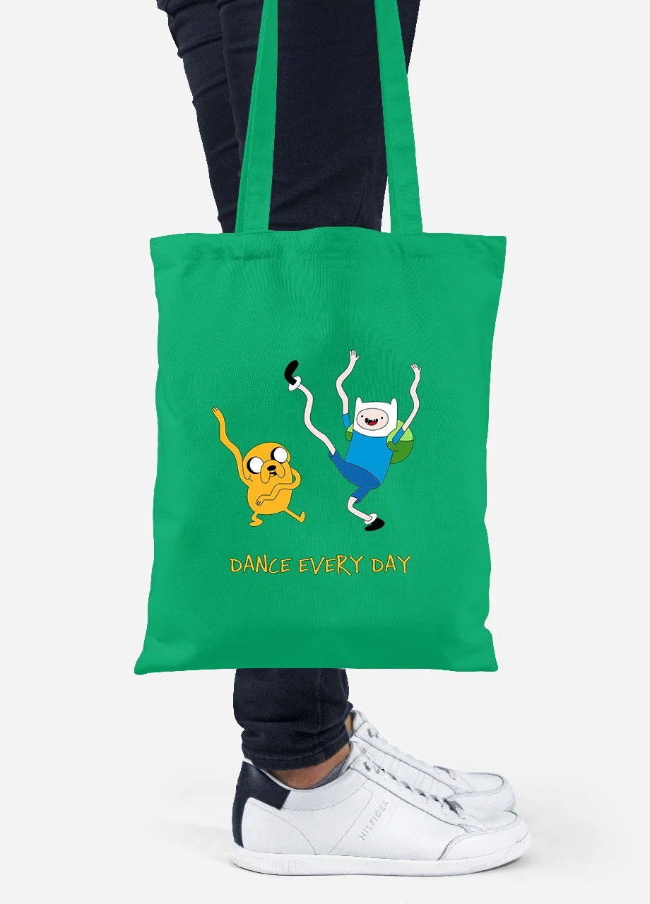 Еко-сумка шоппер Фін і Джейк пес (Finn & Jake the dog) (92102-1580-KG) зелена MobiPrint Lite (256923985)