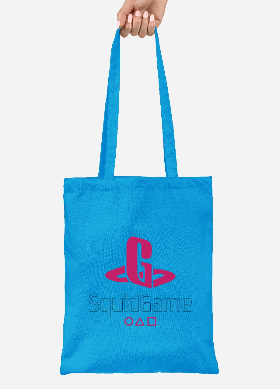 Эко сумка шопер Игра в кальмара (PlayStation Squid Game) (92102-3370-BL) синяя MobiPrint Lite (256923046)
