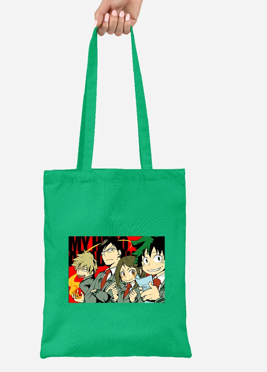 Еко-сумка шоппер Моя геройська академія (My Hero Academia) (92102-3067-KG) зелена MobiPrint Lite (256920569)