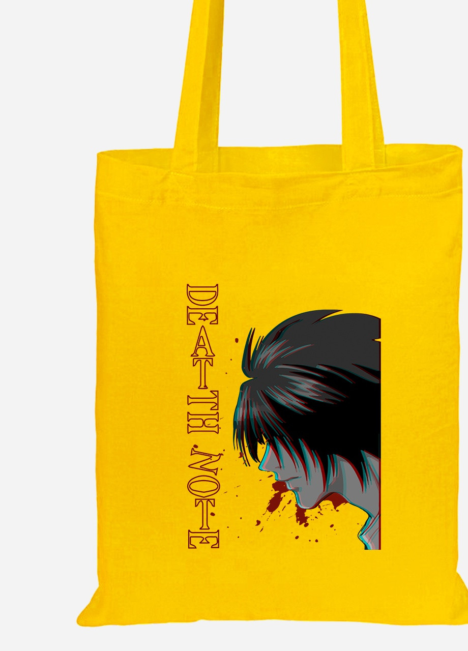 Еко-сумка шоппер Ел Лоулайт Зошит смерті (L Death Note) (92102-2824-SY) жовта MobiPrint Lite (256923410)