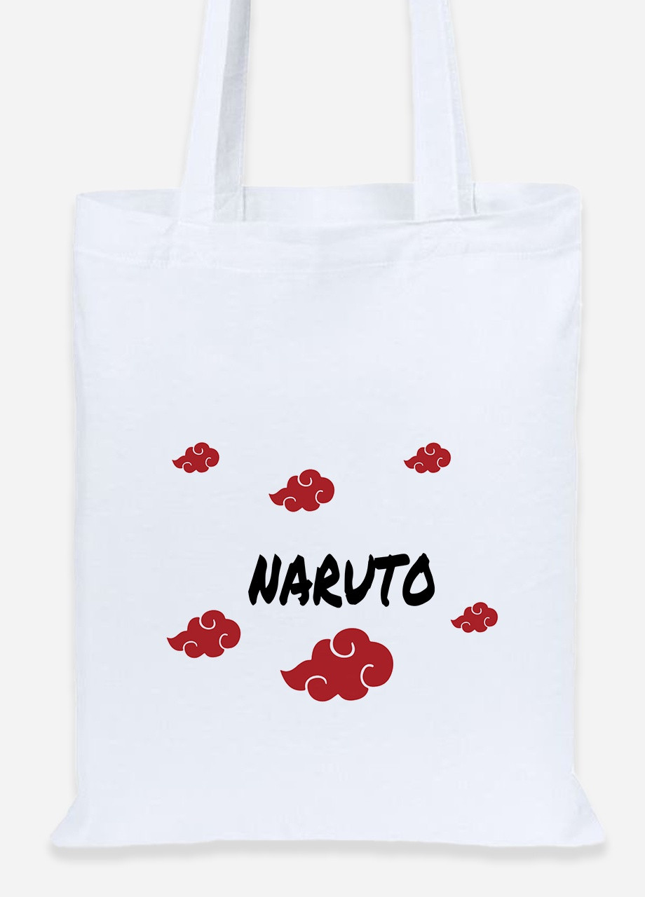Еко-сумка шоппер Хмара Акацукі Наруто (Akatsuki Naruto) (92102-3053) біла MobiPrint Lite (256920442)