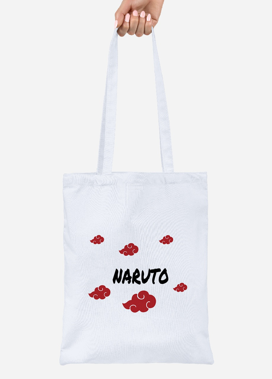Еко-сумка шоппер Хмара Акацукі Наруто (Akatsuki Naruto) (92102-3053) біла MobiPrint Lite (256920442)