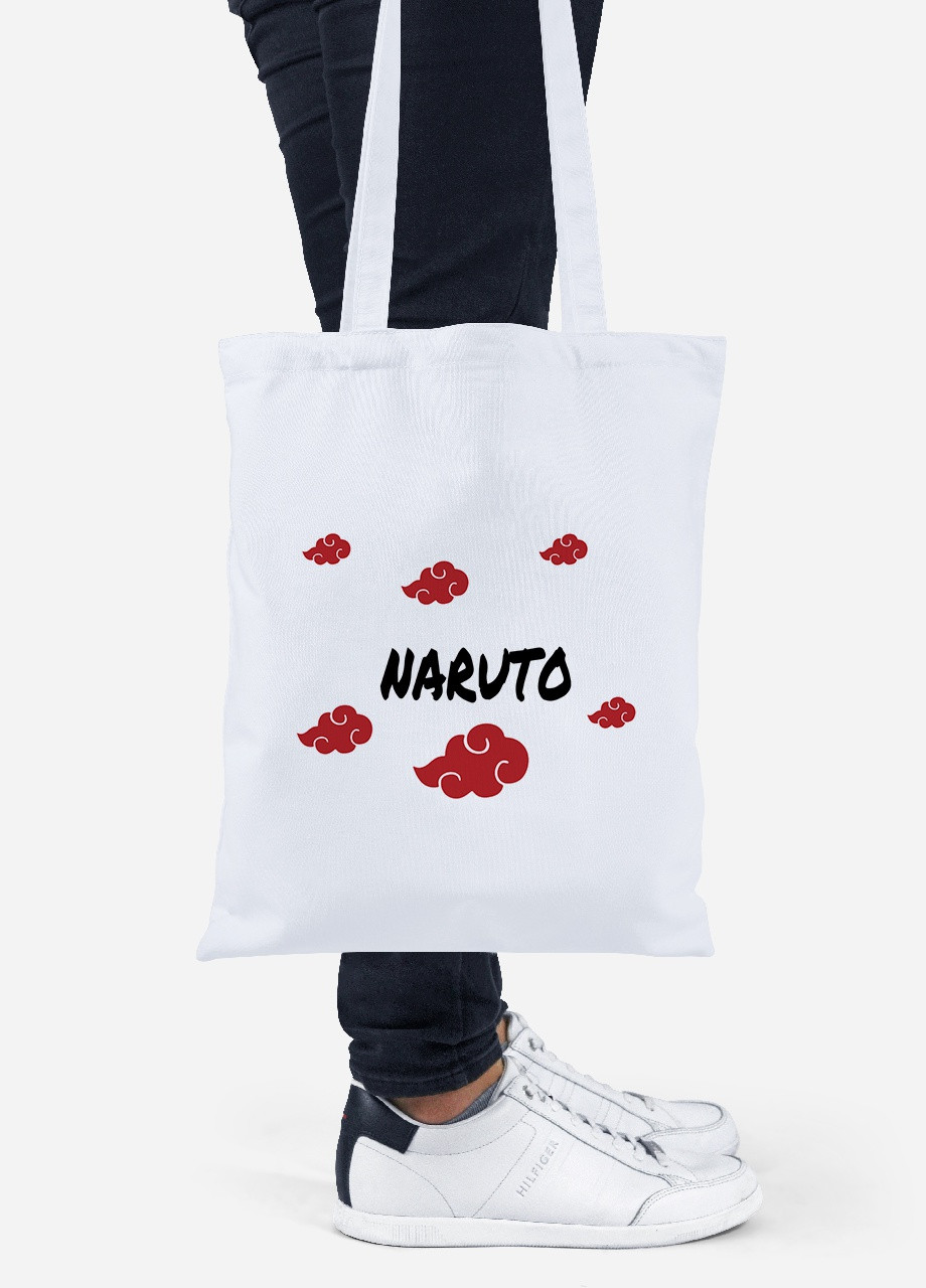 Еко-сумка шоппер Хмара Акацукі Наруто (Akatsuki Naruto) (92102-3053) біла MobiPrint Lite (256920442)