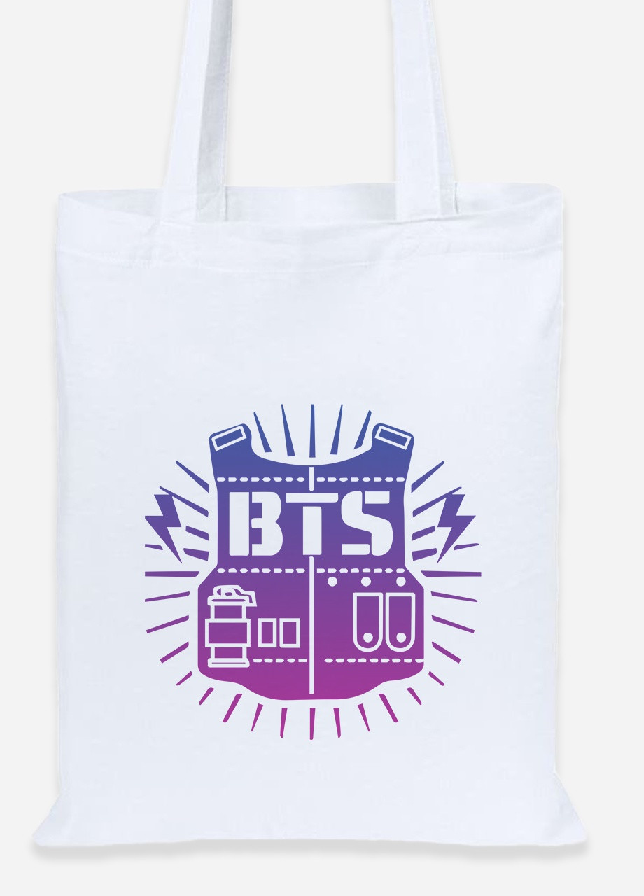 Еко-сумка шоппер БТС (BTS) (92102-3278) біла MobiPrint Lite (256920511)