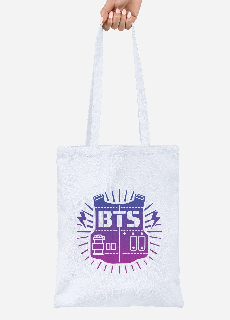 Еко-сумка шоппер БТС (BTS) (92102-3278) біла MobiPrint Lite (256920511)