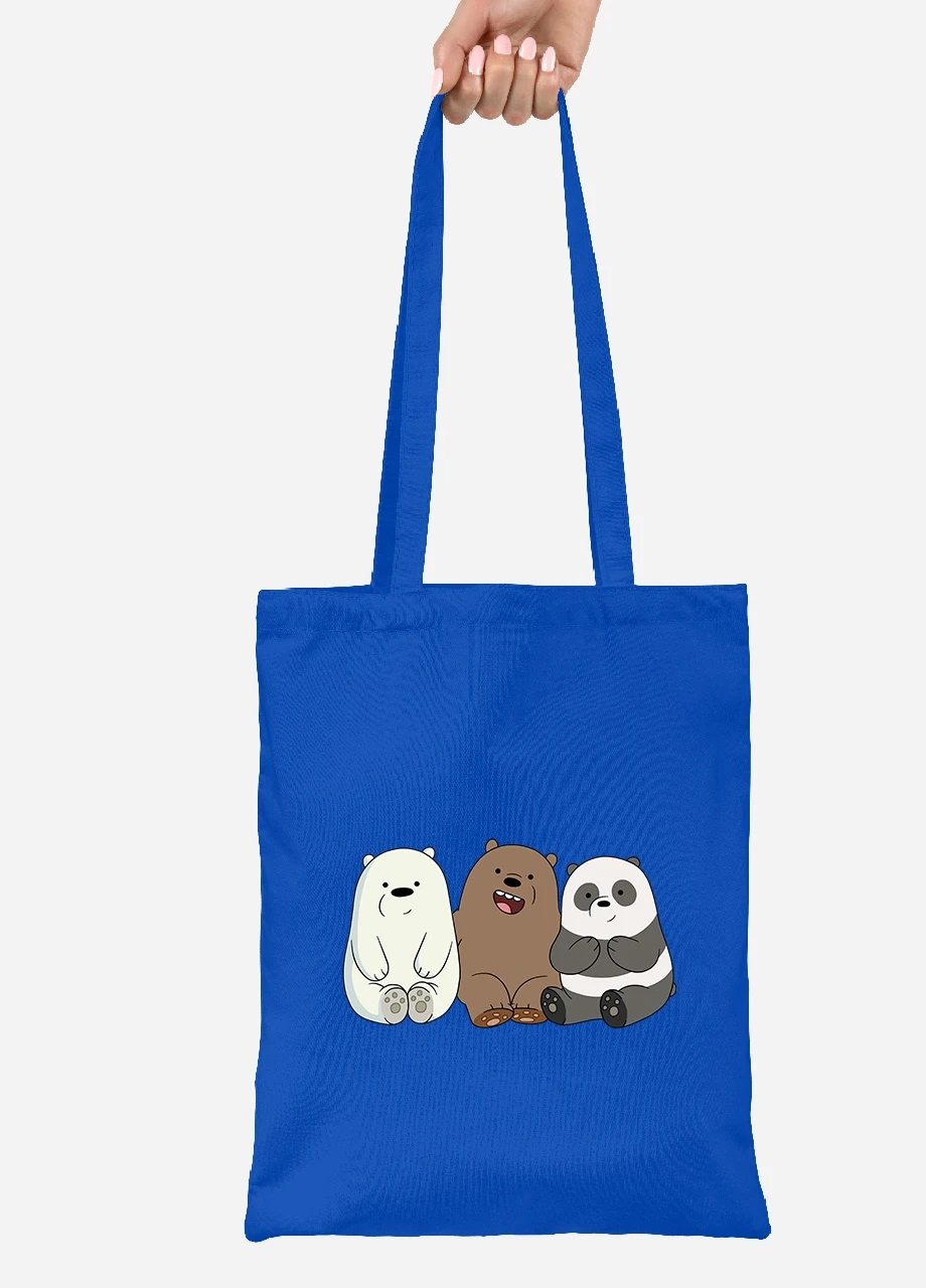 Эко сумка шопер Три медведя (We Bare bears) (92102-1774-SK) голубая MobiPrint Lite (256922620)