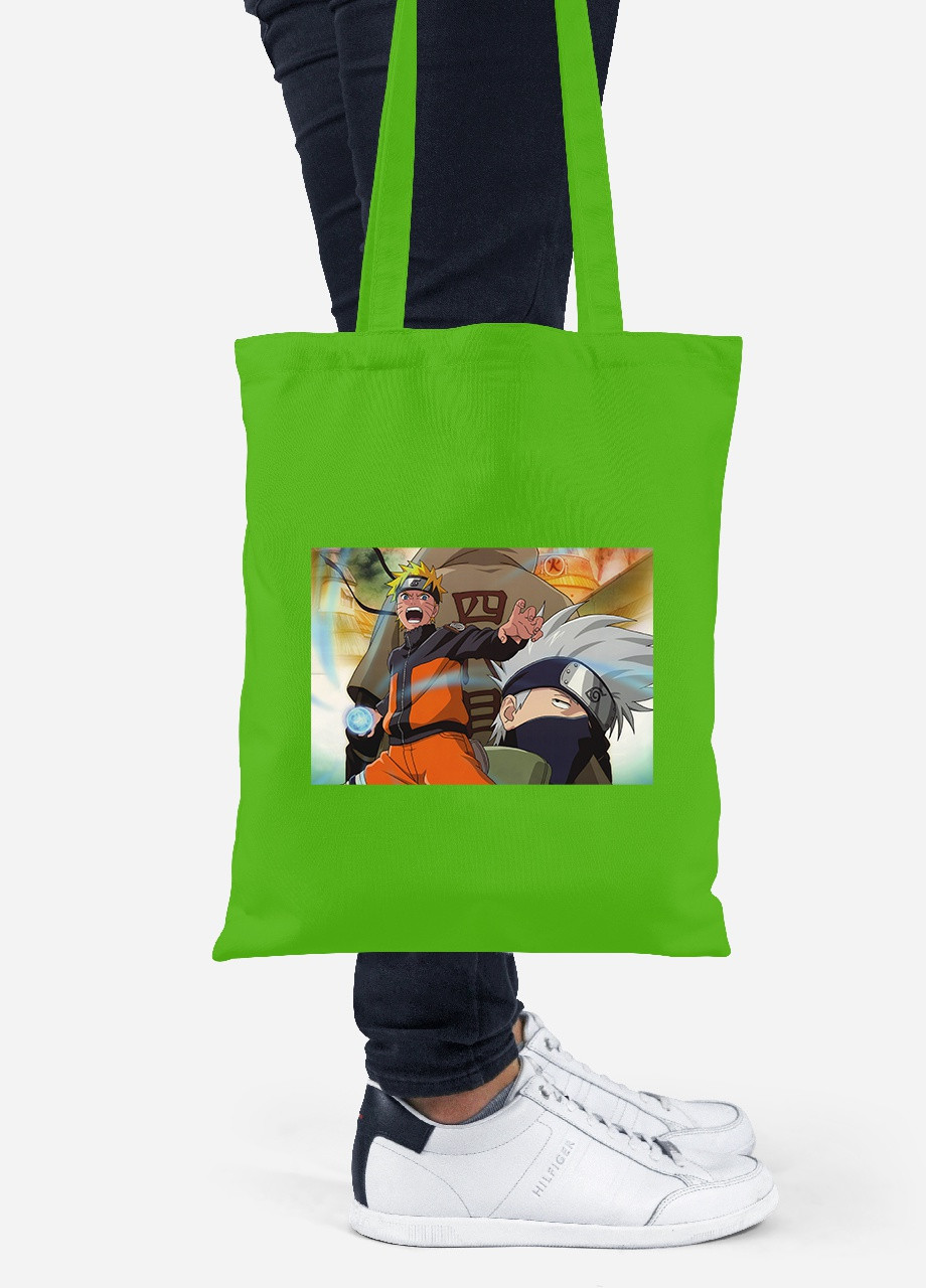 Еко-сумка шоппер Наруто (Naruto) (92102-3083-LM) салатова MobiPrint Lite (256922648)