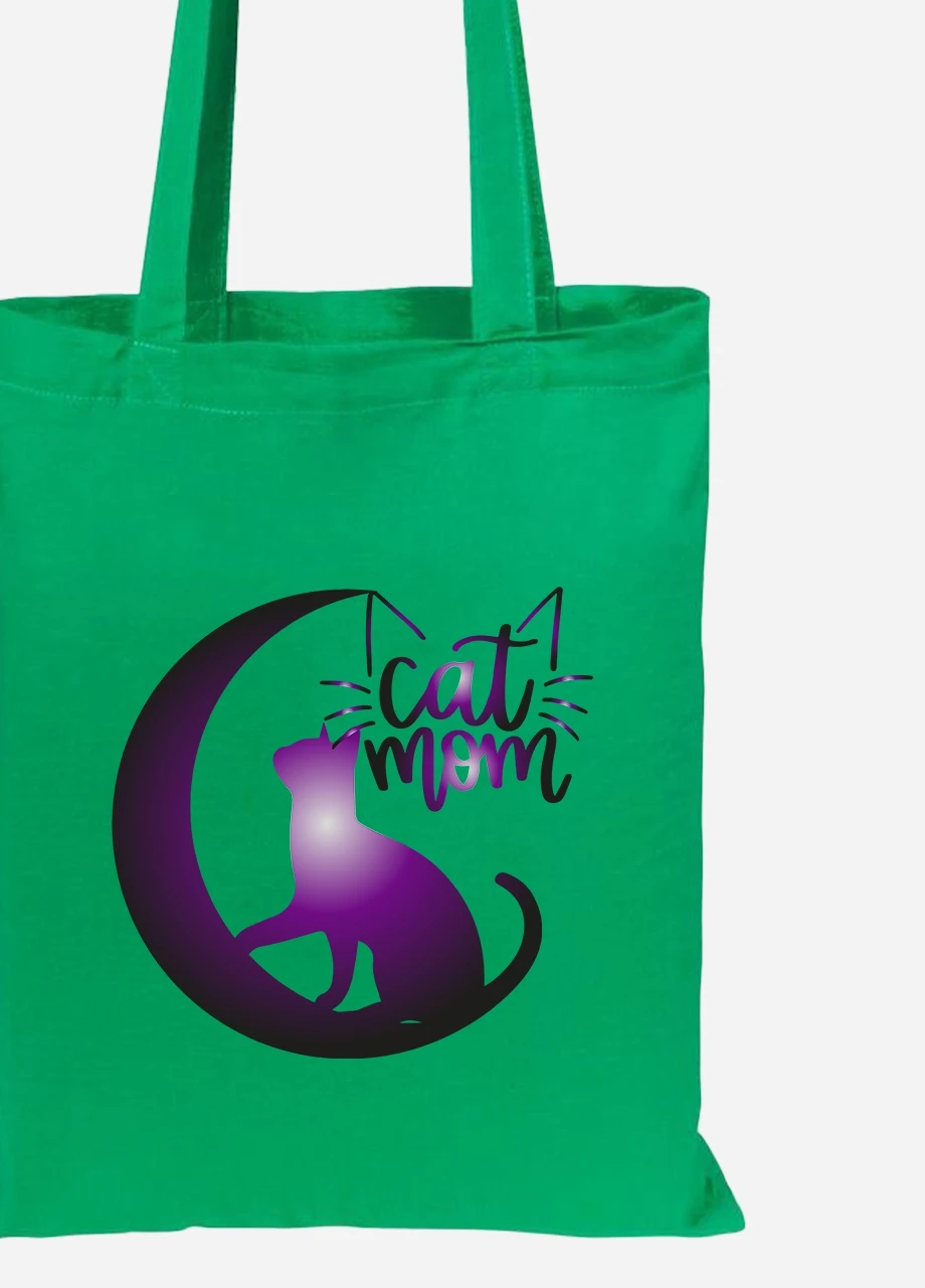 Еко-сумка шоппер Cat Mom (92102-2845-KG) зелена MobiPrint Lite (256922136)