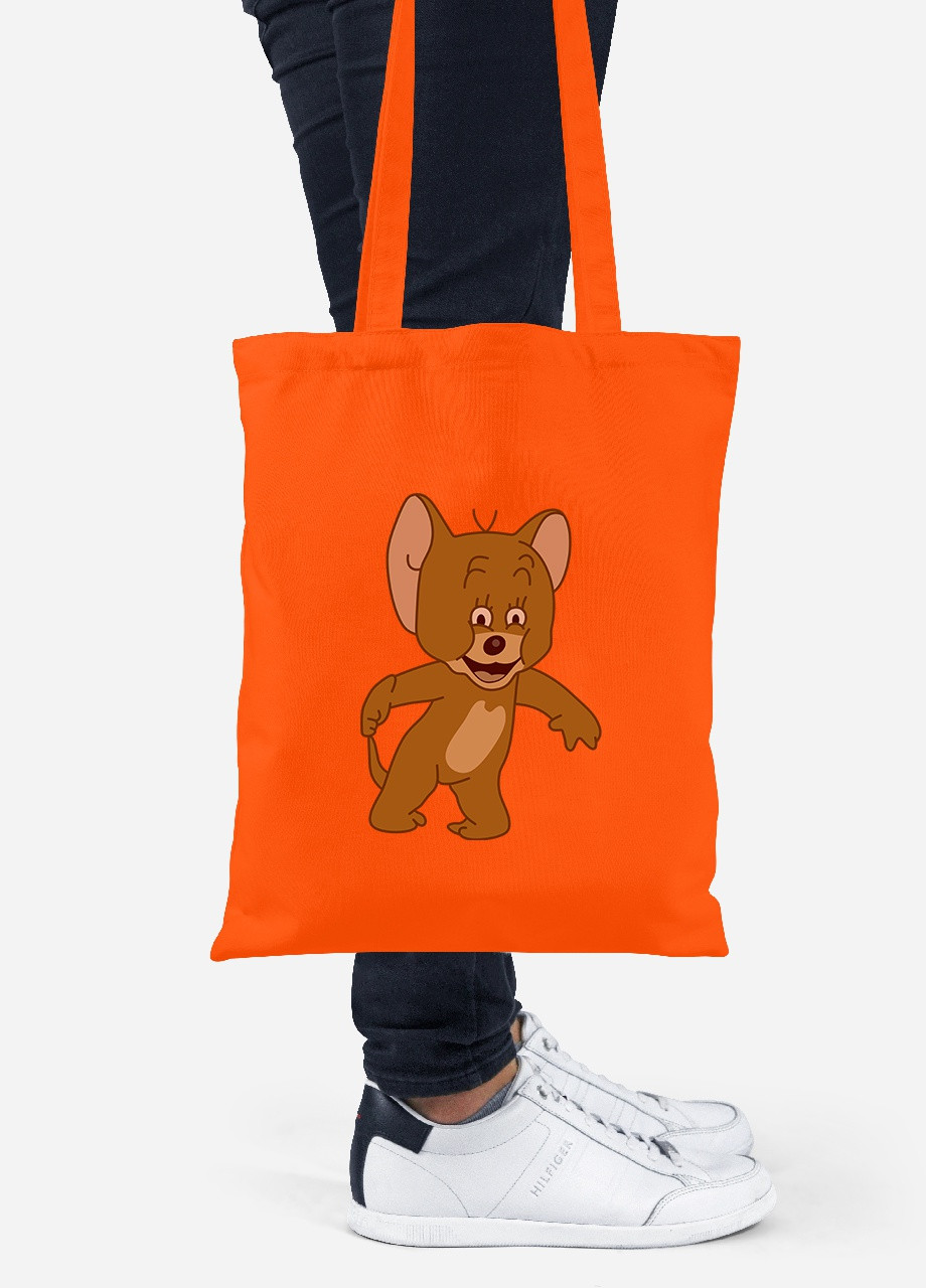 Эко сумка шопер Лицо Джерри (Невыспавшийся Джерри, Упоротый Джерри) (92102-2047-OG) оранжевая MobiPrint lite (256920537)