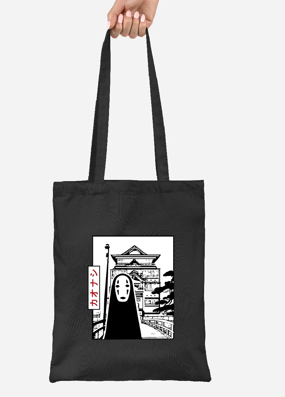 Эко сумка шопер Безликий Бог Каонаси Унесённые призраками (Spirited Away) (92102-2648-BK) черная MobiPrint Lite (256923250)