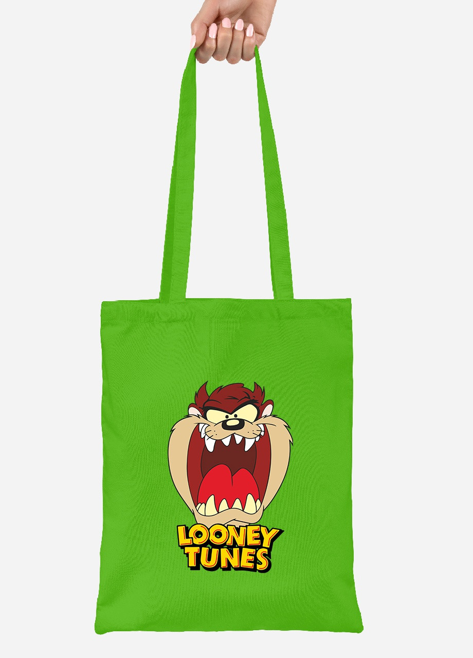 Эко сумка шопер Таз Луни Тюнз ( Taz Looney Tunes) (92102-2874-LM) салатовая MobiPrint Lite (256920555)