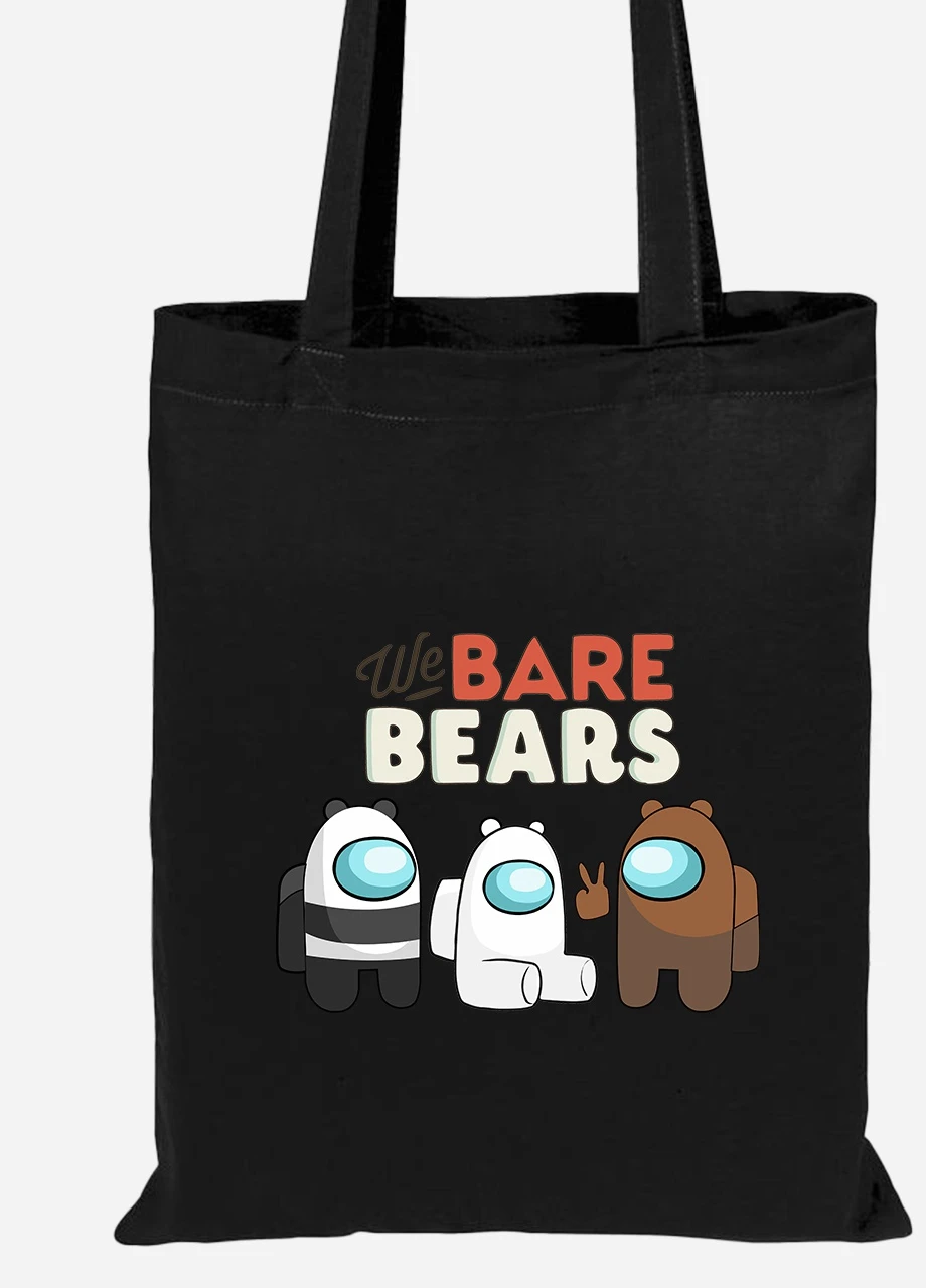 Эко сумка шопер Вся правда о медведях (We Bare Bears) (92102-2668-BK) черная MobiPrint Lite (256921498)