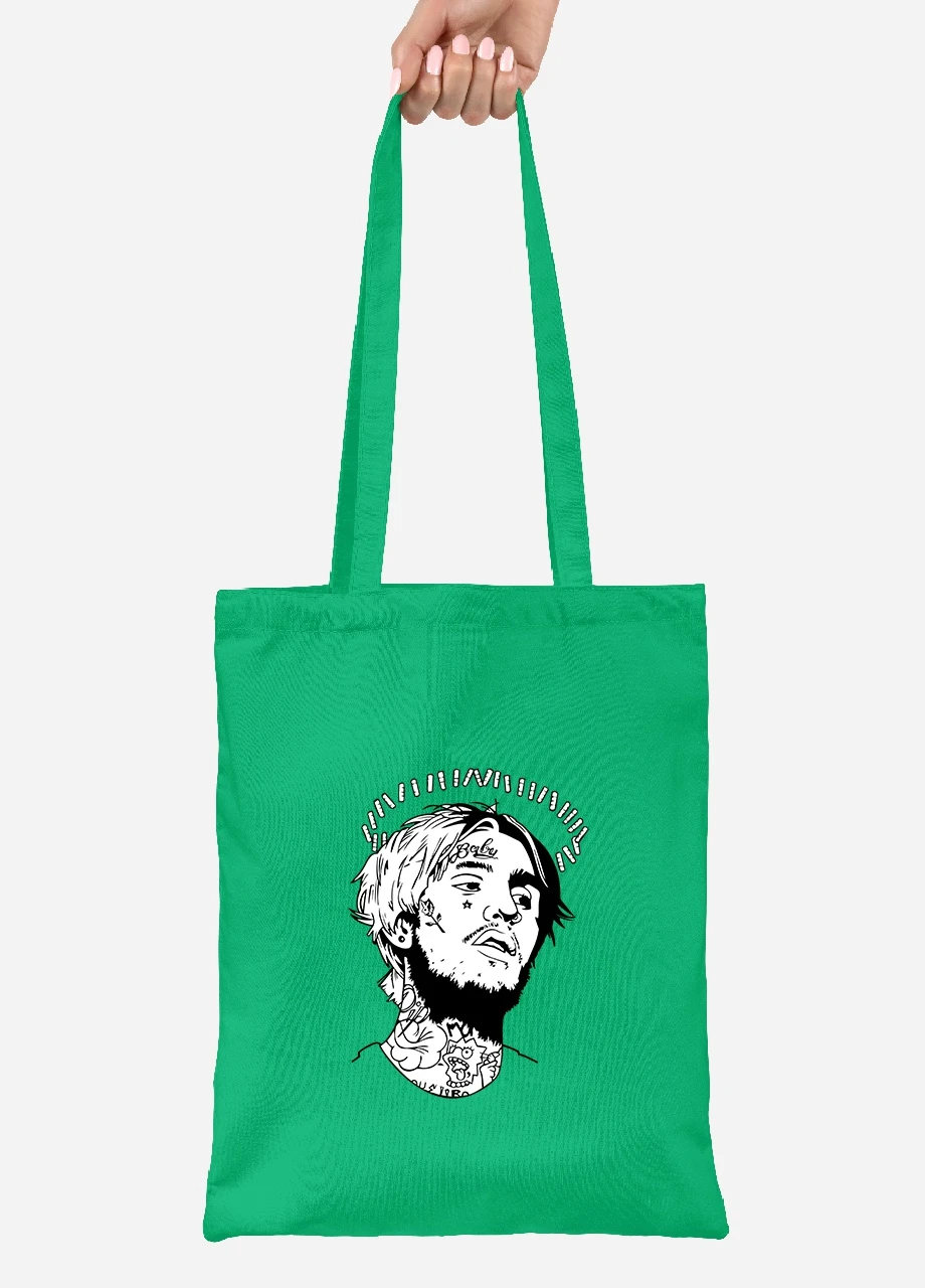 Еко-сумка шоппер Ліл Піп (Lil Peep) (92102-2634-KG) зелена MobiPrint Lite (256922734)