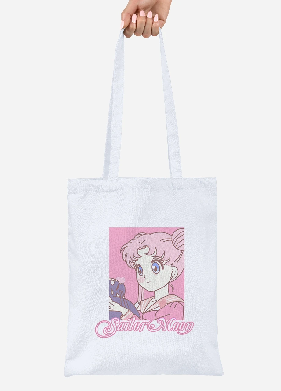 Еко-сумка шоппер Сейлор Мун (Sailor Moon) (92102-2914) біла MobiPrint Lite (256921986)
