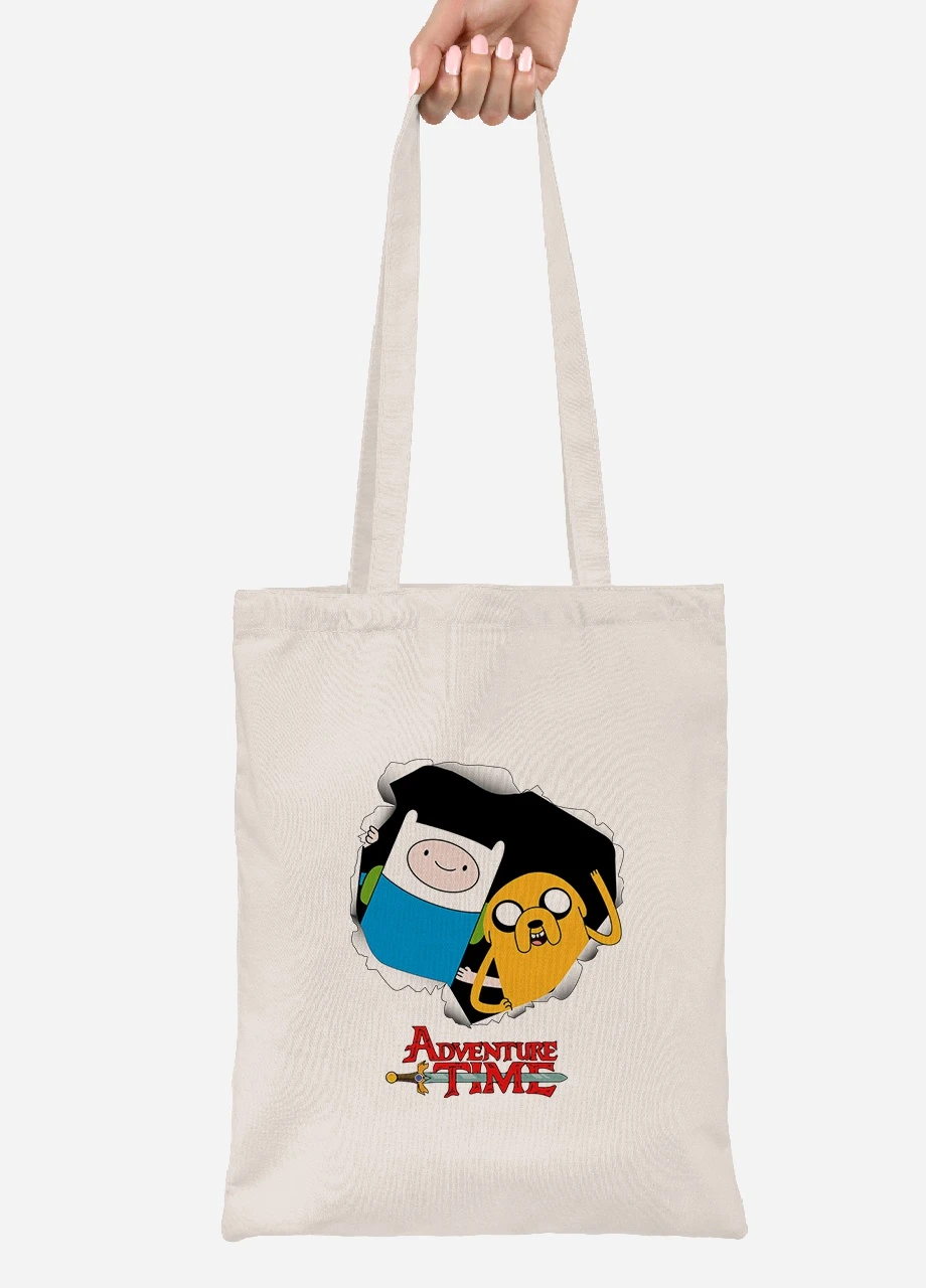 Эко сумка шопер Финн и Джейк пес (Finn & Jake the dog) (92102-1581-BG) бежевая MobiPrint Lite (256922367)