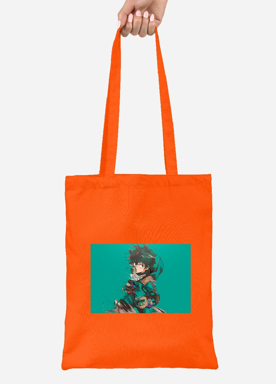 Эко сумка шопер Изуку Мидория, Моя геройская академия (Midoriya Izuku, My Hero Academia) (92102-3072-OG) оранжевая MobiPrint Lite (256924127)