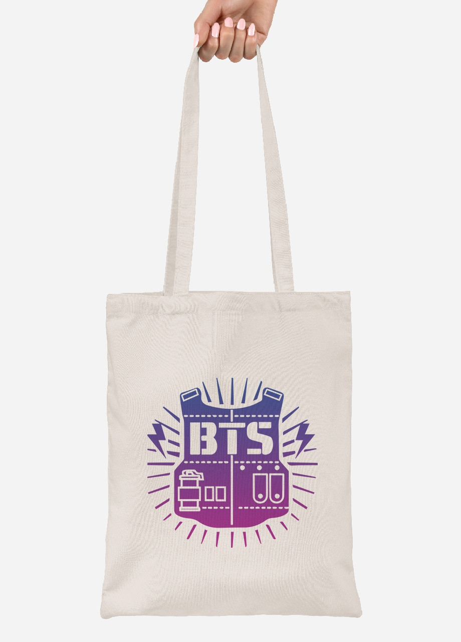 Еко-сумка шоппер БТС (BTS) (92102-3278-BG) бежева MobiPrint Lite (256921510)