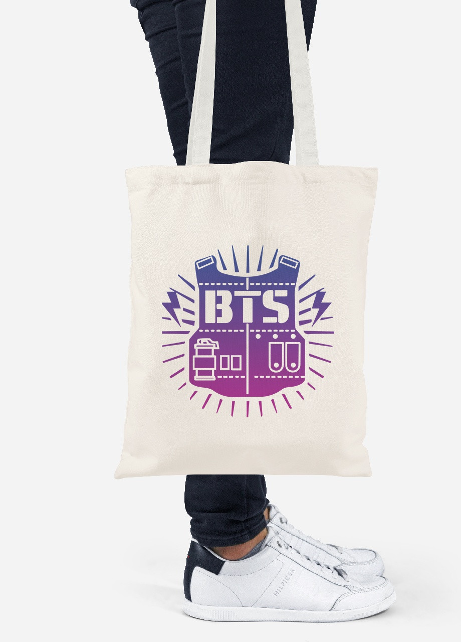 Еко-сумка шоппер БТС (BTS) (92102-3278-BG) бежева MobiPrint Lite (256921510)